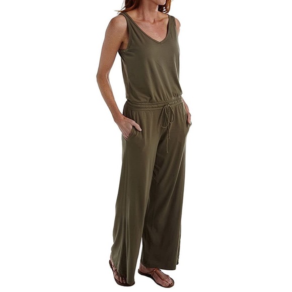 Michael Stars Smocked Waist Jumpsuit - Olive Green - Picture 11 of 11